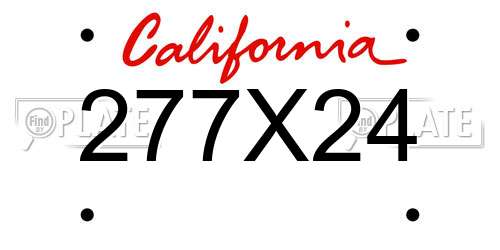 277X24 California License Plate