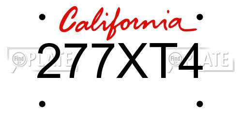 277XT4 California License Plate