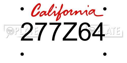 277Z64 California License Plate