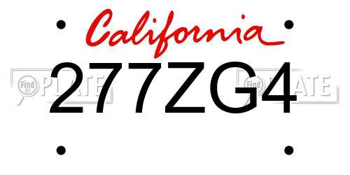 277ZG4 California License Plate