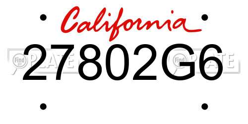 27802G6 California License Plate