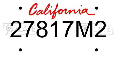 27817M2 California License Plate