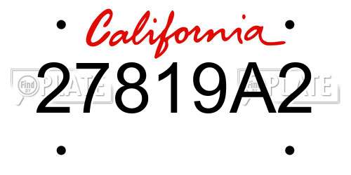 27819A2 California License Plate