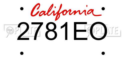 2781EO California License Plate