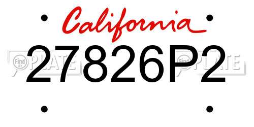 27826P2 California License Plate