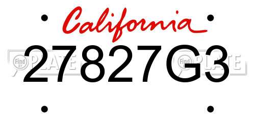 27827G3 California License Plate