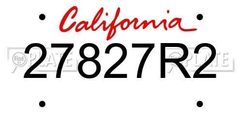 27827R2 California License Plate