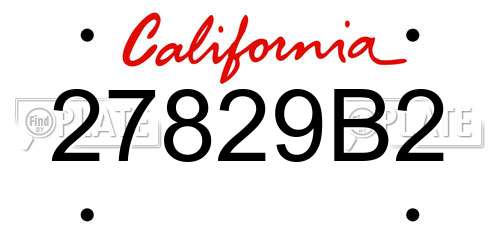 27829B2 California License Plate