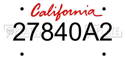 27840A2 California License Plate