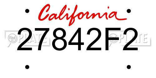 27842F2 California License Plate