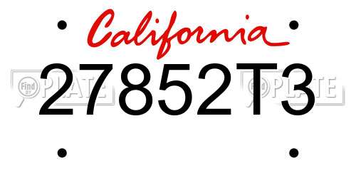 27852T3 California License Plate
