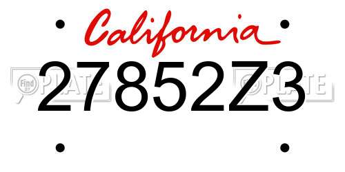 27852Z3 California License Plate