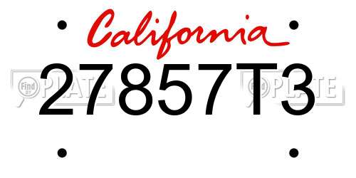27857T3 California License Plate