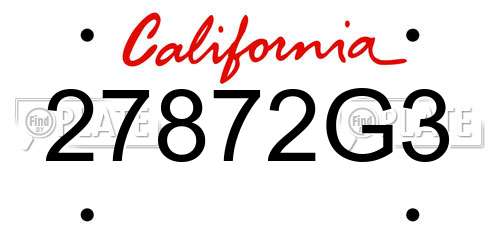 27872G3 California License Plate