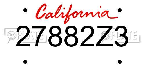 27882Z3 California License Plate