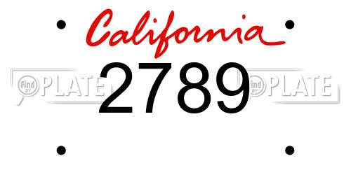 2789 California License Plate