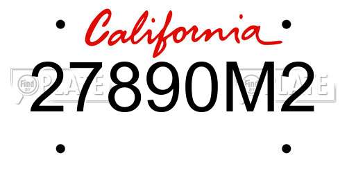 27890M2 California License Plate