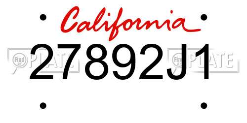 27892J1 California License Plate