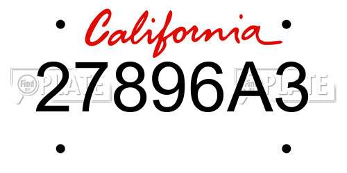 27896A3 California License Plate