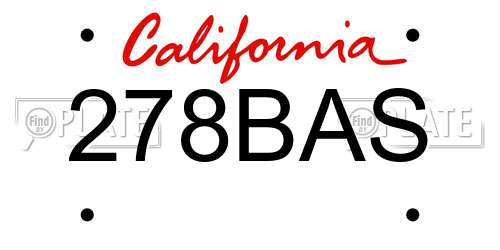 278BAS California License Plate