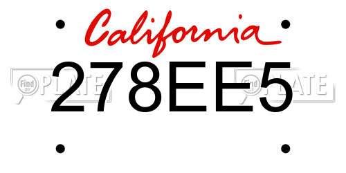 278EE5 California License Plate