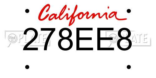 278EE8 California License Plate