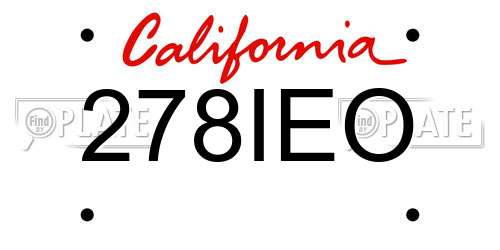 278IEO California License Plate