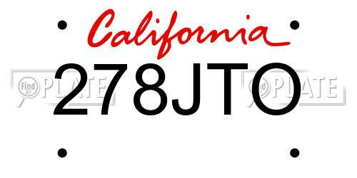 278JTO California License Plate