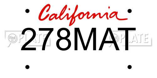 278MAT California License Plate
