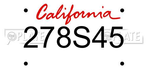 278S45 California License Plate