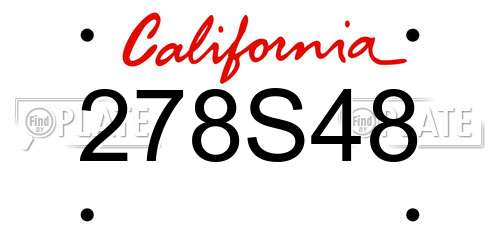 278S48 California License Plate