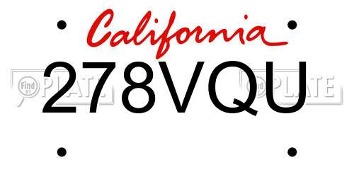 278VQU California License Plate