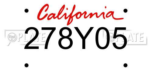 278Y05 California License Plate