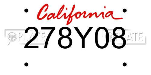 278Y08 California License Plate
