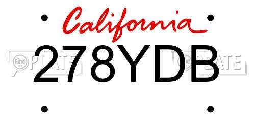 278YDB California License Plate
