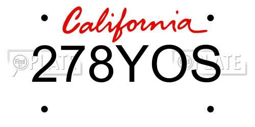 278YOS California License Plate