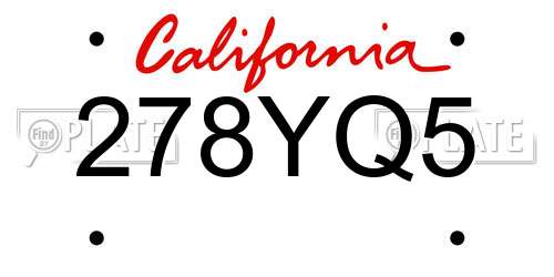 278YQ5 California License Plate