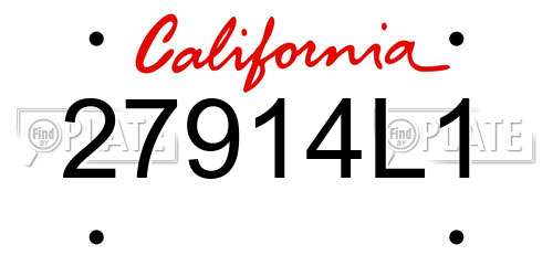 27914L1 California License Plate