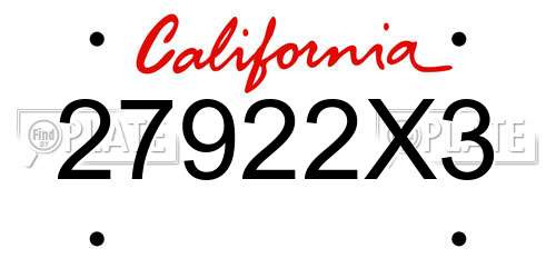 27922X3 California License Plate