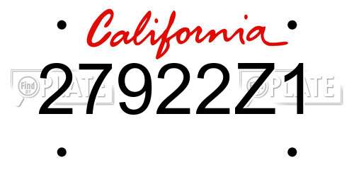 27922Z1 California License Plate