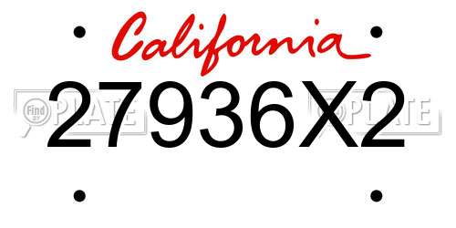27936X2 California License Plate