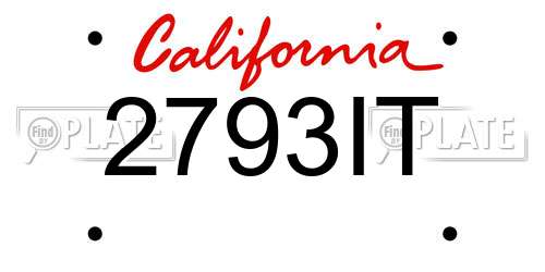 2793IT California License Plate