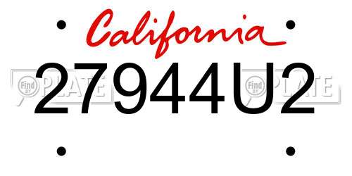 27944U2 California License Plate