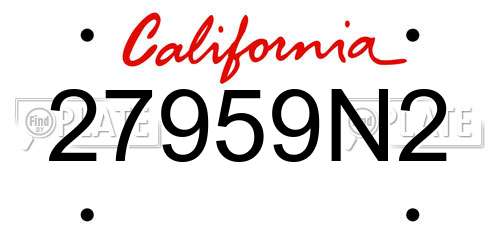 27959N2 California License Plate
