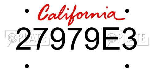 27979E3 California License Plate