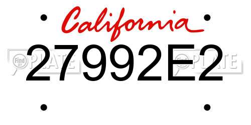 27992E2 California License Plate