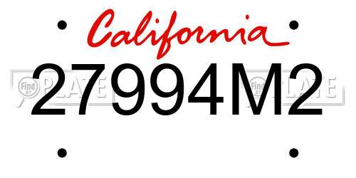 27994M2 California License Plate