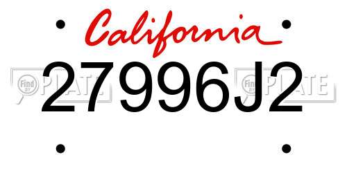 27996J2 California License Plate