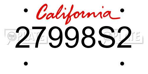 27998S2 California License Plate