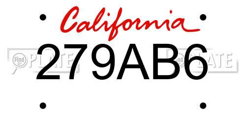 279AB6 California License Plate